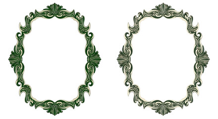 Fototapeta premium Elegant ornate baroque frames for wedding invitations, certificates, vintage branding, holiday cards, and decorative design projects, isolated on white & transparent background.