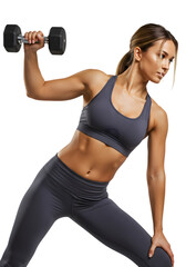 Fototapeta premium Woman Lifting Dumbbell Fitness Workout Training Cut Out PNG.