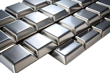Platinum bars 3d rendering isolated on transparent background