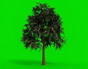 Isolated tree against green background