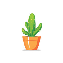 Vector art of green cactus in an orange pot