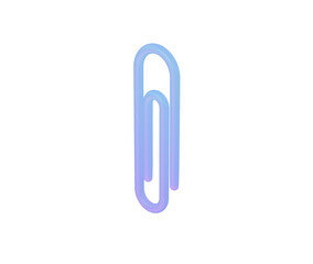 Obraz premium Modern 3D rendered paper clip in soft blue and purple hues on white background. 3d illustration