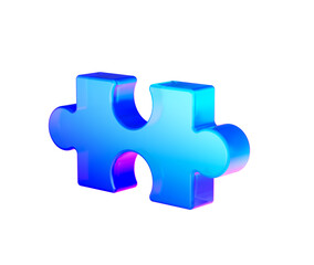 Fototapeta premium A glowing blue puzzle piece with smooth edges and a futuristic design. 3D illustration