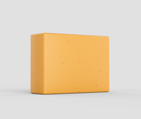 Clean yellow soap bar on white background. Minimalist hygiene concept. 3d illustration