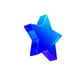 3D Glossy blue star icon with gradient glow, ideal for ratings, favorites or rewards. 3D Illustration