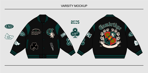Varsity Jacket Cambridge mockup &ndash; Vintage Streetwear Design