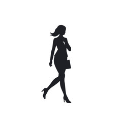 Fototapeta premium Vector art of silhouette of a woman walking with a handbag