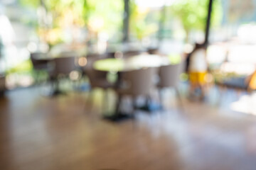 Abstract blurred luxury coffee shop restaurant with customer