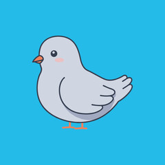 Cute Dove Cartoon Vector Icon Illustration. Bird Animal Concept Isolated Premium Vector. Flat Cartoon Style