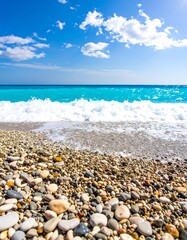 Sunny beach with turquoise waves