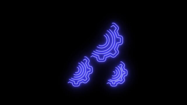 Three glowing blue gear icons on a black background, resembling a common symbol for settings or options in digital interfaces. 