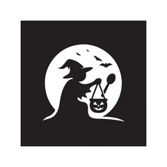  halloween treating  vector silhouette outline logo design illustration