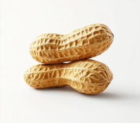Two peanuts in their shells, stacked
