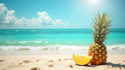 whole pineapple at beach