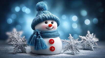 Obraz premium Gentle Snowflakes on Soft Blue Winter Background