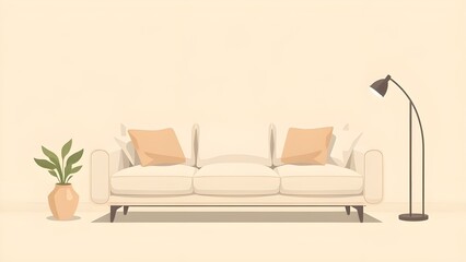 Minimalist vector of a cozy living room with a sofa.