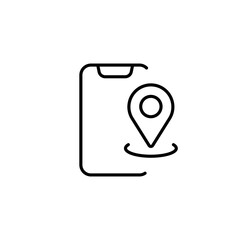 Location Phone linear icon. Line customizable illustration. Contour symbol. Vector isolated outline drawing. Editable stroke
