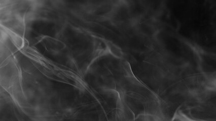 Detail Shot of Atmospheric Smoke Slowly Floating on Black Background
