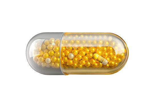 Vitamin d capsule cholecalciferol 3d rendering isolated on transparent background