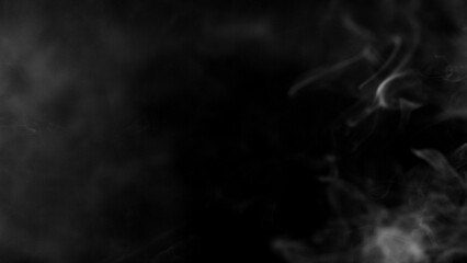 Detail Shot of Atmospheric Smoke Slowly Floating on Black Background