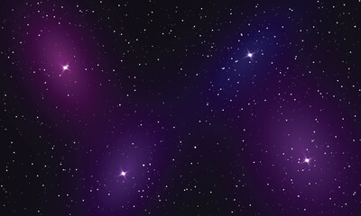 Colorful galaxy night sky vector background with milky way, nebula, stardust, and shining stars