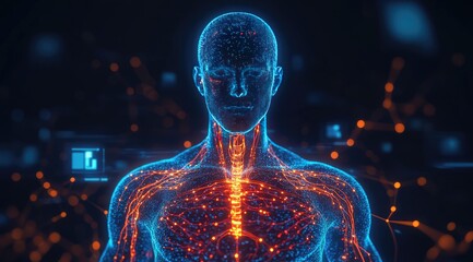 Human anatomy, glowing network