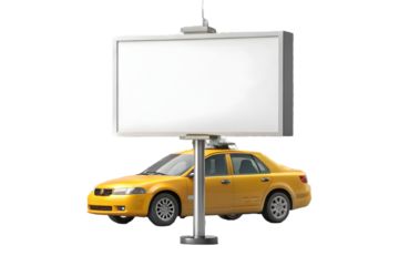 Roads knot with taxi car signboard 3d rendering isolated on transparent background