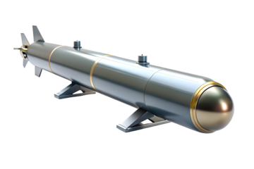 Torpedo weapon 3d rendering isolated on transparent background