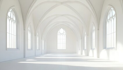 Naklejka premium Vast, white Gothic church interior