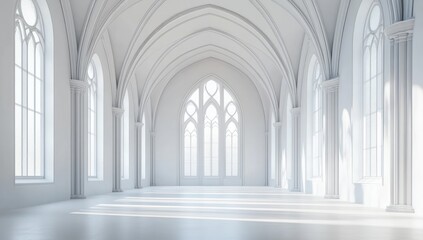 Obraz premium Empty white gothic cathedral