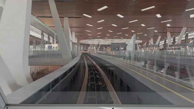 monorail inside doha airport terminal 