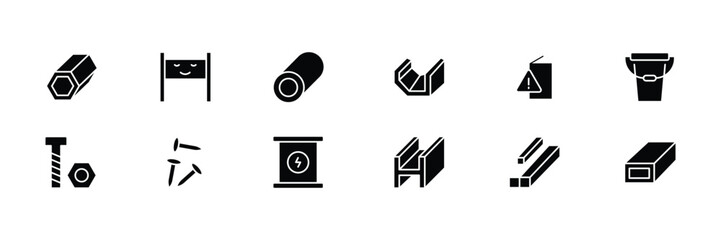 Metal Element solid icons. Metallic Materials. Steel icons. Minimalistic icon. Vector illustration.