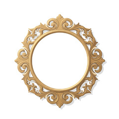Ornate gold frame with decorative vintage design elements on a white background.