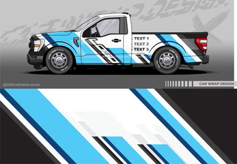 Car Wrap Design. Livery decal car vector with white blue colour. Sticker full body car suitable for racing, rally and daily use