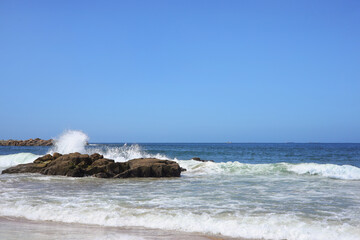 Waves Crashing Onto Large Rock