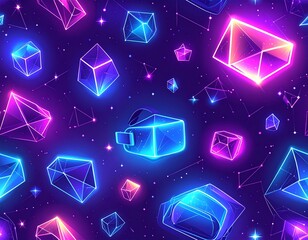 Seamless Futuristic VR Metaverse Pattern