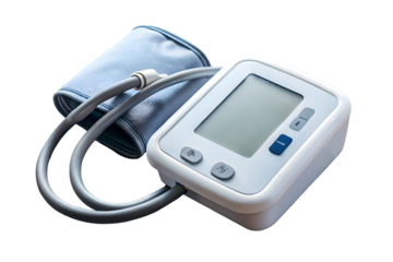 Treatment of hypertension arterial high blood pressure electronic sphygmomanometer 3d rendering isolated on transparent background