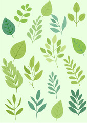 nature leaves and plants, botanical seamless pattern, pastel colors, modern minimal flat style