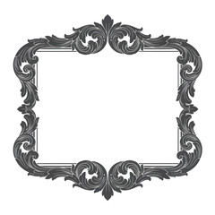 Elegant ornate rectangular frame with swirling acanthus leaf details, perfect for design projects.