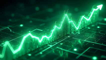 Geometric AI Circuit Symbol with Orange Cyberpunk Energy Waves