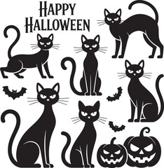 Halloween cat Silhouette Set