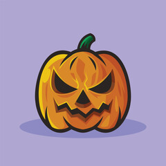 Spooky Pumpkin Clipart - Jack O Lantern Halloween Illustration