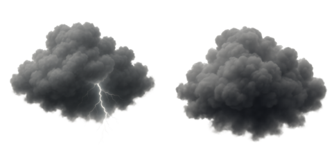 Thundercloud with lightning. Gray volumetric cloud with a pronounced discharge. Thunderstorm gray cloud without lightning. weather forecast
