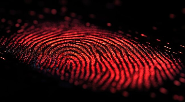 Red digital fingerprint on black