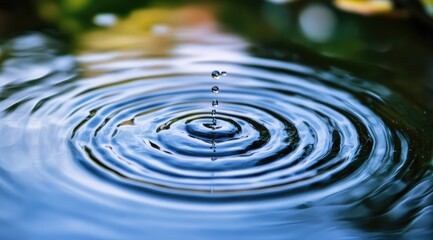 Water droplet impacting a still surface, creating ripples