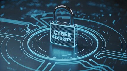 Secure your digital world with this stunning cyber security concept featuring a glowing padlock