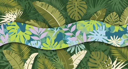 Abstract geometric patchwork botanical print. Leaves, flowers, and shapes collage contemporary seamless pattern