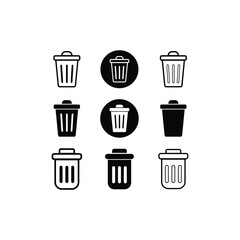 Trash Bin Icon Collection Delete and Recycle Symbols