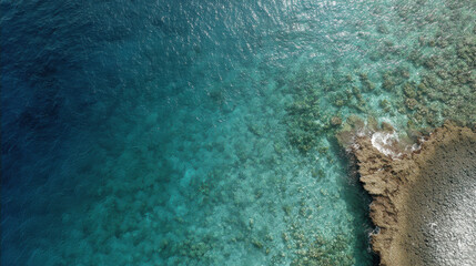 Fototapeta premium aerial view crystalclear waters of ocean revealing breathtaking coral reefs below