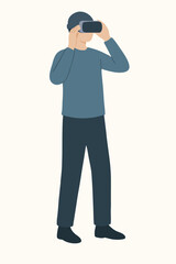 Photographer using camera looking through viewfinder